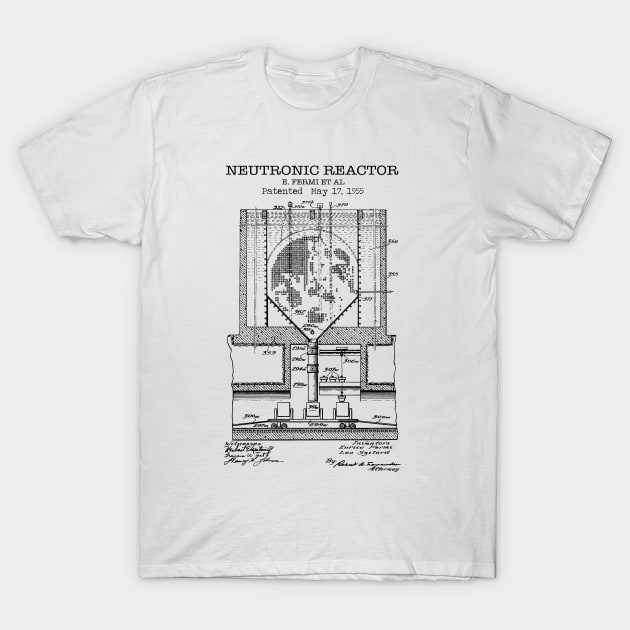 Nuclear Reactor Patent Black T-Shirt by Luve